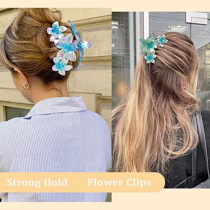 Hawaiian Flower Hair Clips Large Matte Hair Claw for Women Non-Slip Strong Hold Clips for Thick Hair, Hair Accessories for Women and Girls