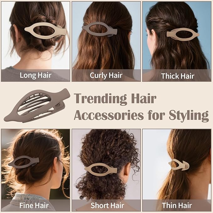 9 Pack Flat Hair Clips for Women, Matte Claw Clips for Thick & Thin Hair, Suitable for Driving (Beige,Light Beige,Taupe)