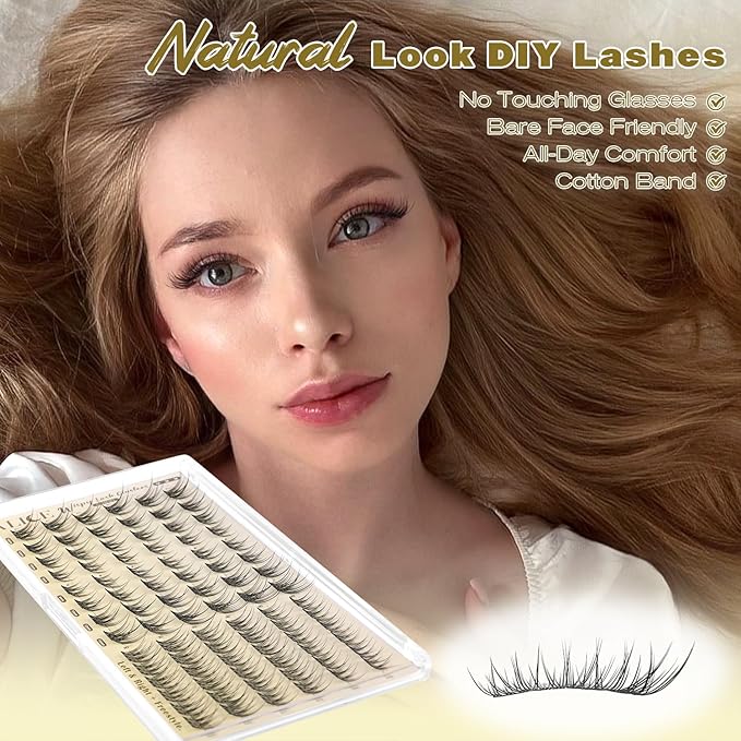 ALICE Wispy Natural Lash Clusters Invisible Band Eyelash Clusters Vegan DIY Eyelash Extensions Reusable Lightweight Lash Extensions for Daily No Makeup