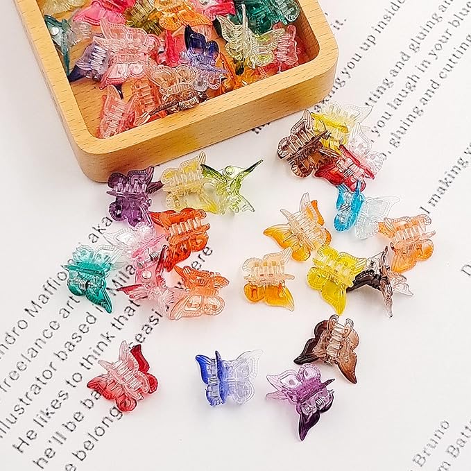 50 Packs Assorted Color Butterfly Hair Clips, Beautiful Mini Butterfly Hair Clips Hair Accessories for Women and Girls (Gradient Colors)