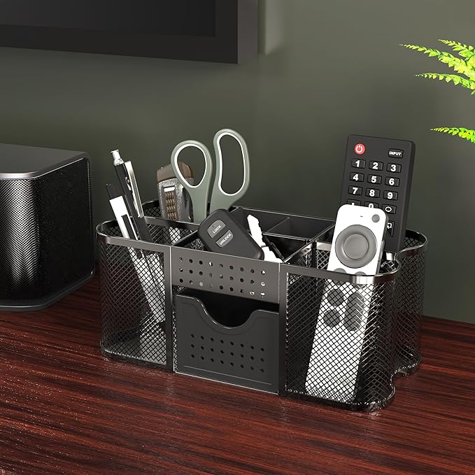 Deco Brothers Desk Organizers Pen Holder Office Caddy Storage, Black