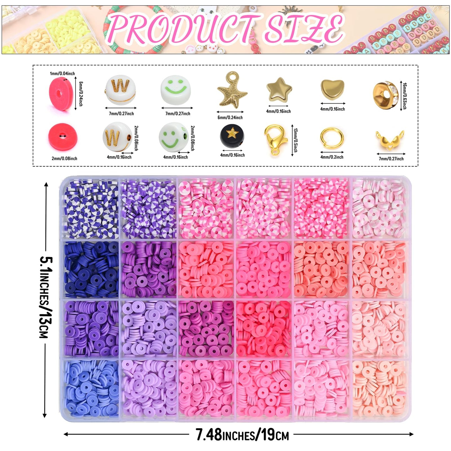 wuzoe Friendship Bracelet Kit, 16888pcs, 96 Colors Polymer Clay Beads & 1200 Letter Beads，Bracelet Making Kit for DIY Jewelry Making&Friendship Bracelet Making