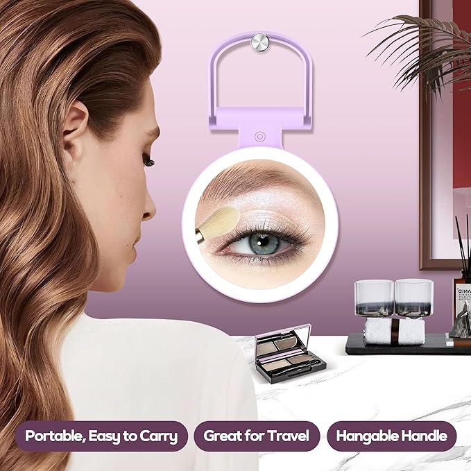 B Beauty Planet Magnifying Mirror with Light 30X, Double-Sided 1X/30X Magnifying Makeup Mirror with Tweezer, 2000mAh 3 Colour Modes with Adjustable Brightness,Foldable Travel Mirror(Purple)
