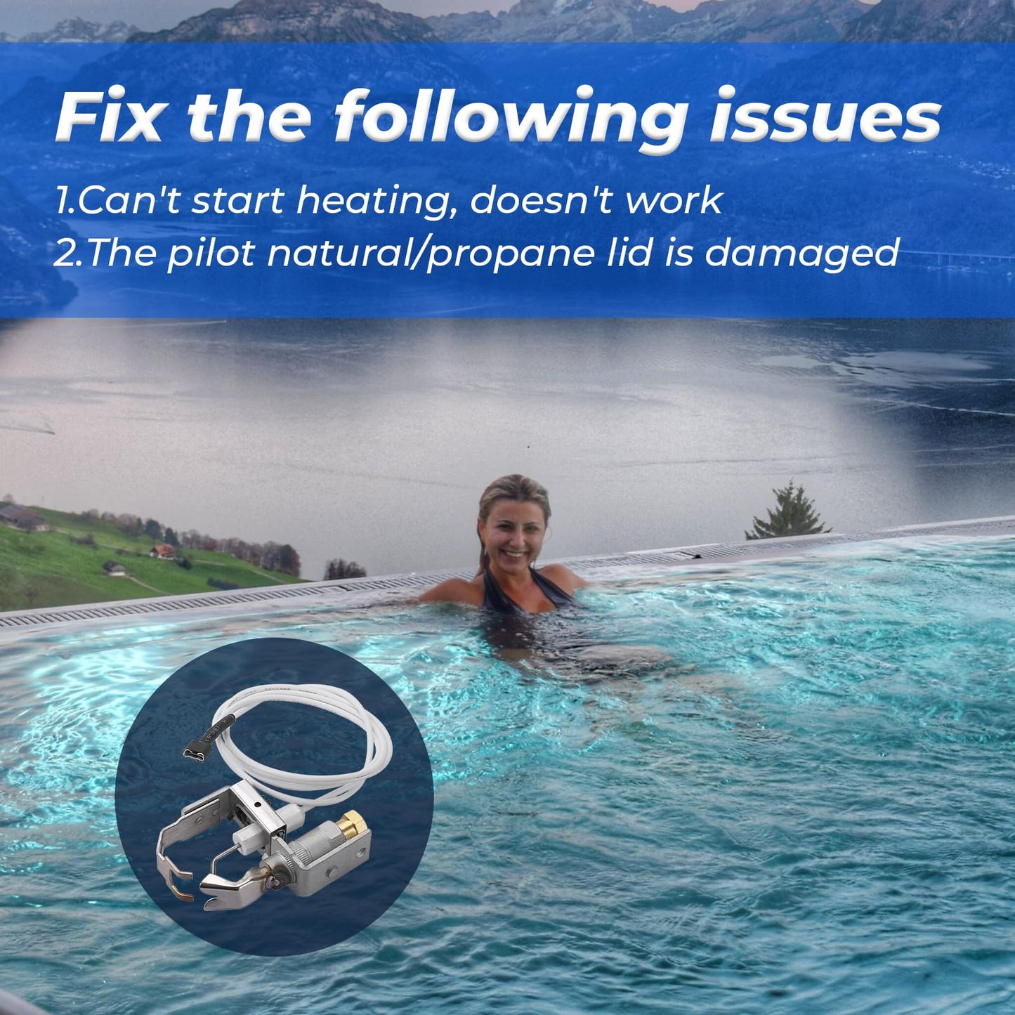 GRONGU 002003F Natural/Propane Pilot Lid Compatible with Raypak Pool Heater Propane Pilot Assembly, Pool & Spa Heater Replacement Part Fit for Raypak 106A 206A 266A 336A 405B 406A R403 RP2100 R156A