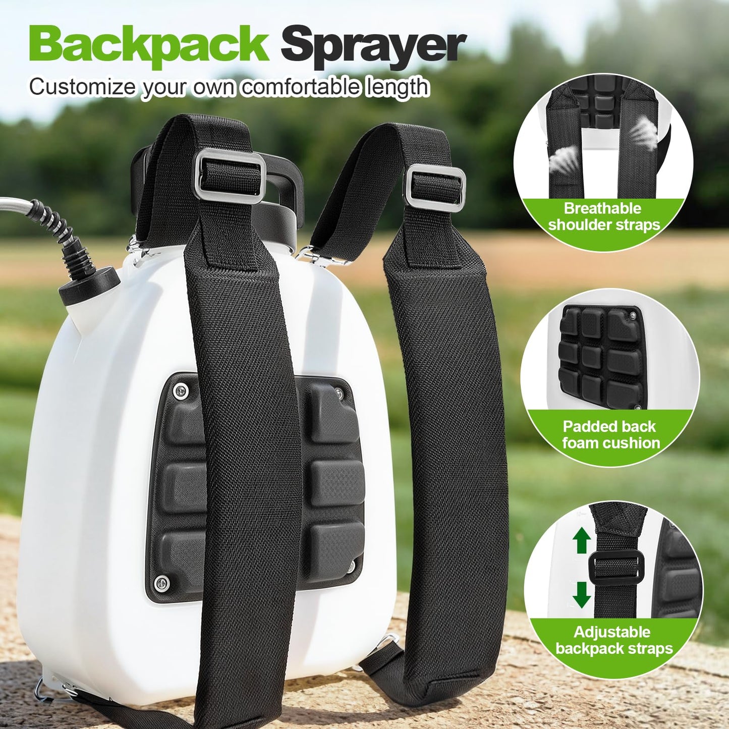 VAXMAY Battery Powered Sprayer 3.2 Gallon, Backpack Sprayer with 3 Adjustable Forces, Battery Indicator, 5 Mist Nozzles, 41" Retractable Wand, USB Rechargeable Garden Sprayer for Weed Lawn Yard