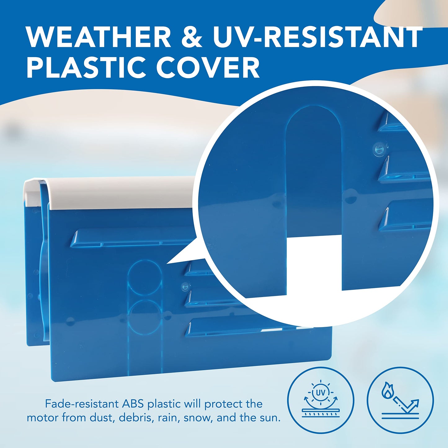TonGass Universal Fit Pool Pump Motor Cover 13.1" x 8.5" x 8.3" Adjustable Motor Cover for 1/3 Hp to 2 Hp Motors Hard Plastic Covers for Pump Motors Top and Sides - Blue