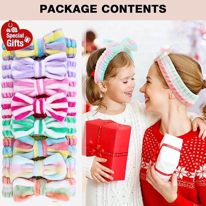 YOOVR 8pcs Spa Headband, Mothers Day Gifts Bulk, Stocking Stuffers for Teen Girls Women, Skincare Makeup Face Wash Headband, Hair Accessories, Party Favors for Adult, Easter Baskets Stuffers (Candy)