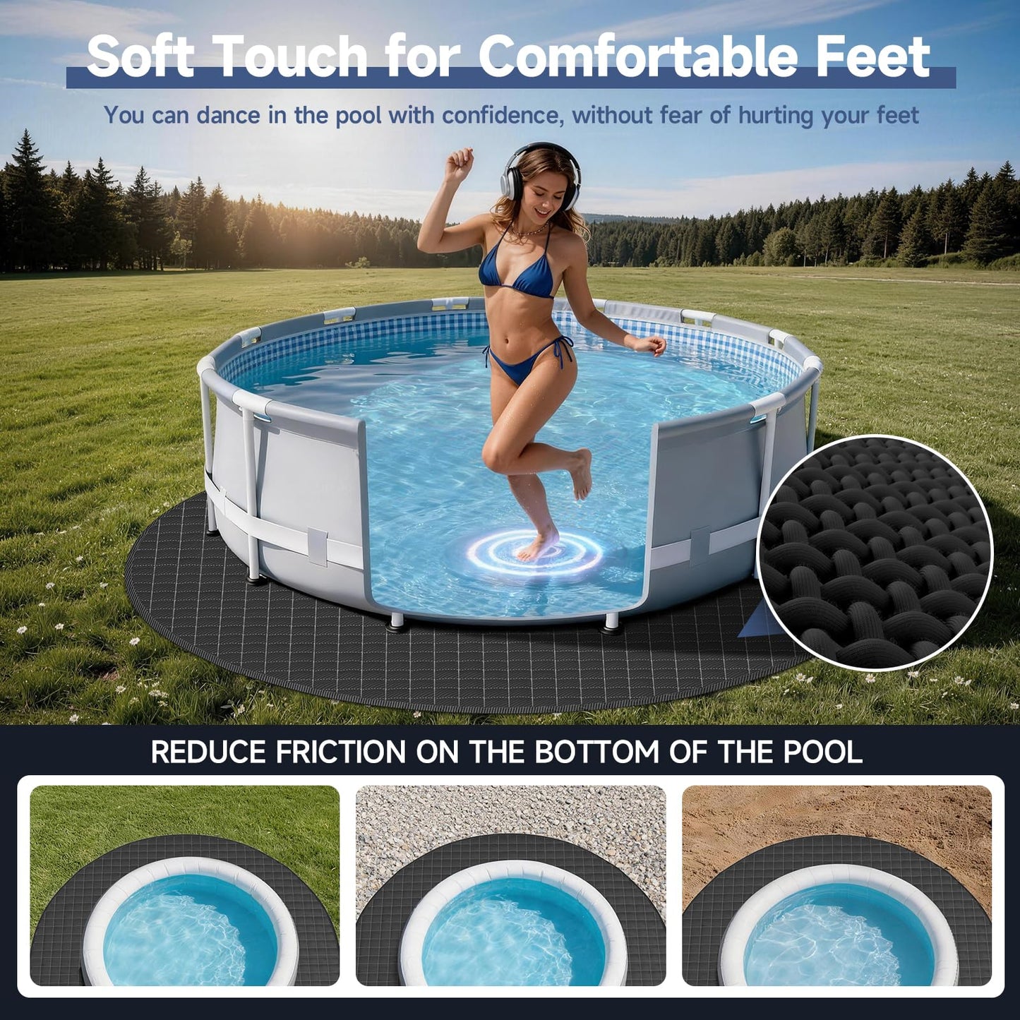 LXKCKJ 10FT Round Pool Pads for Above Ground Pool, Protects Pool Liner Heavy Duty Puncture Resistant Fabric Pool Mats for Pool Bottom - Prevents Punctures - Weed Barrier - Extends Liner Life