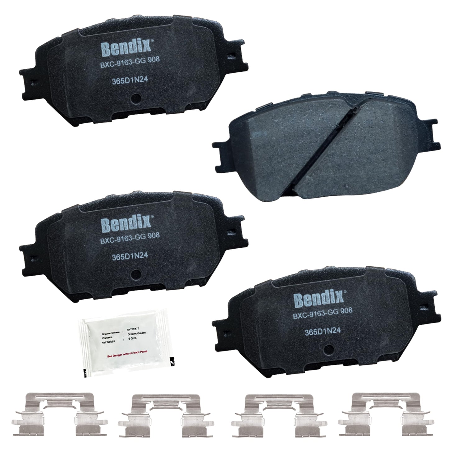 Bendix Priority1 CFC908 Ceramic Front Brake Pads for Lexus GS300 2006, IS250 2015-2009, Toyota Camry 2006-2002