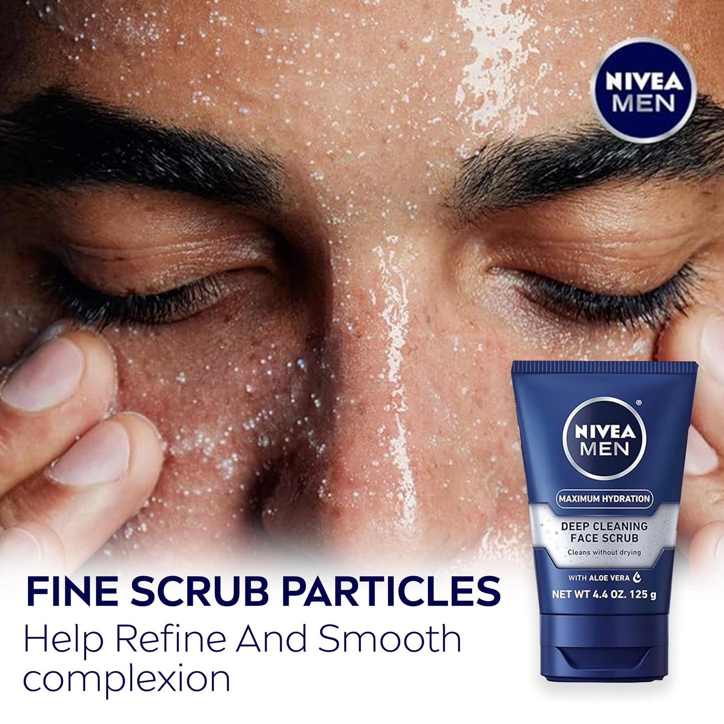 NIVEA MEN Maximum Hydration Moisturizing Face Wash (5 Fl Oz) + Maximum Hydration Deep Cleaning Face Scrub (3 x 4.4 Oz), Skin Care Set for Men with Aloe Vera