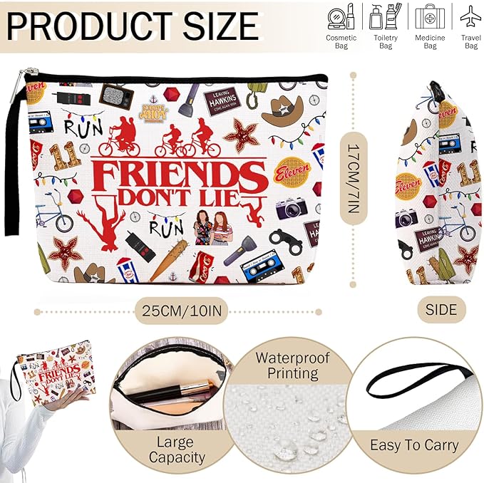 Friendship Makeup Bag with Inspirational Quote Cool Thing Friend Merchandise Gifts for Women BFF Bestie Sister Cosmetic Pouch Travel Toiletry Organizer Pencil Case Birthday Party Favor Idea