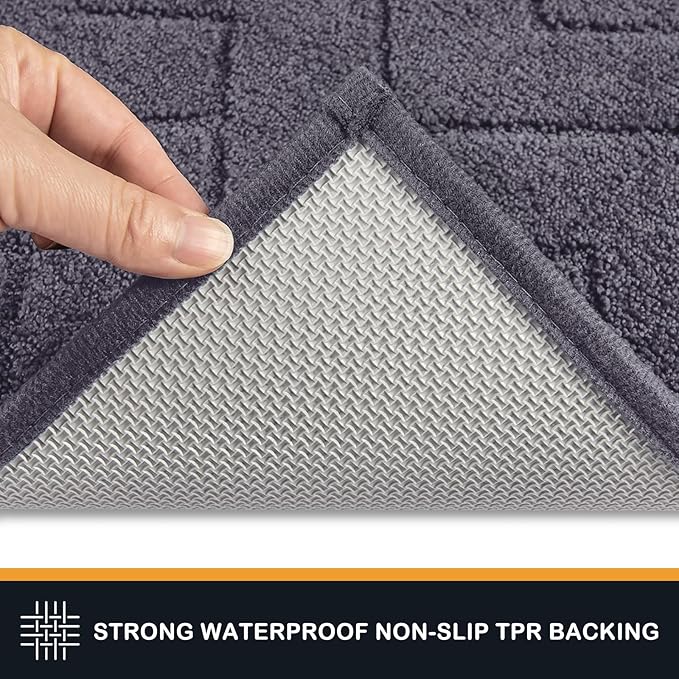 PURRUGS Dirt Trapping Door Mat 32" x 47", Non-Slip Machine Washable Entry Rug, Dog Doormat, Indoor Front Door Mat, Super Absorbent Entryway Rug for Muddy Shoes & Paws, Grey
