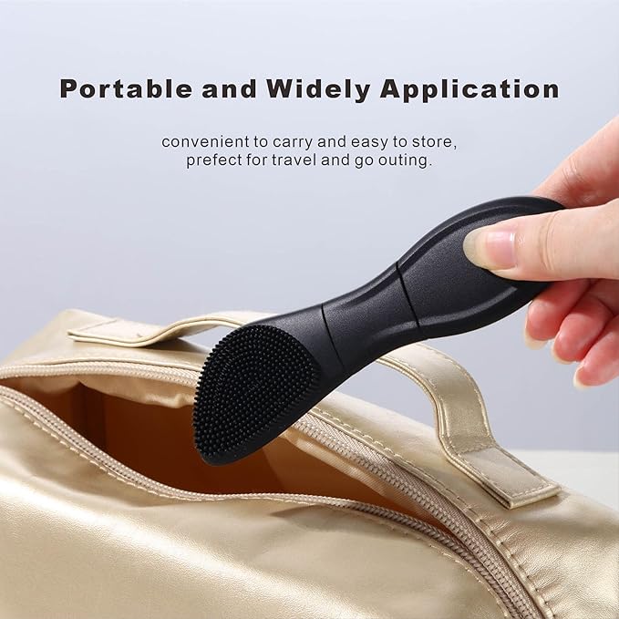 Multifunctional Face Washing Brushes,2 in 1 Pore Cleaning Brush & Blackhead Scraper,Pimple Extractor for Women Men,Face Scraper Skin Spatula,Pore Scrubber for Deep Cleansing.(Black)