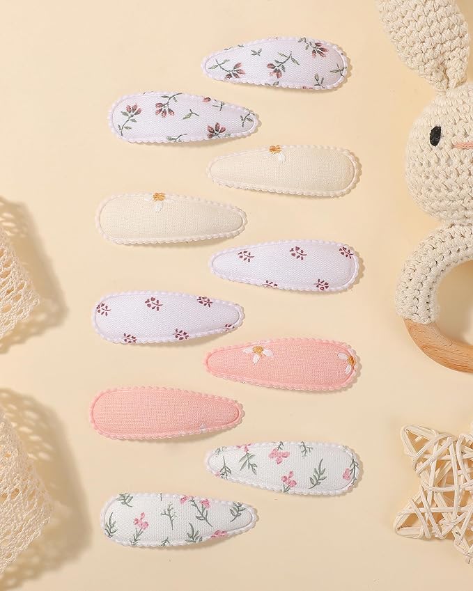 doboi 20Pcs Toddler Hair Clips Baby Girl Hair Bows Clips Floral Print Non Slip Wrapped Snap Hairpins Butterfly Clips for Hair Barrettes Hair Accessories for Baby Toddler Girls Kids