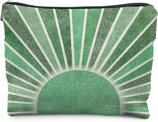 Green Boho Makeup Bag Gifts for Women, Vintage Sunshine Sun Beach Makeup Bag, Sunshine Gifts for Women