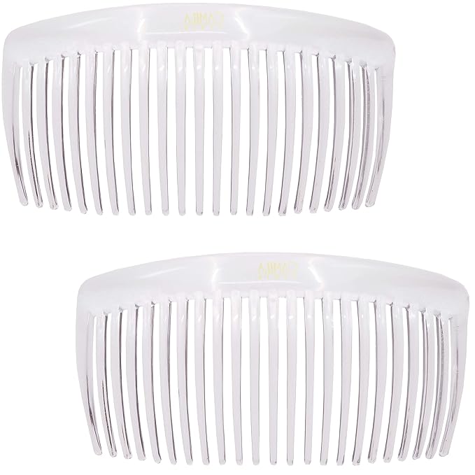 Camila Paris French Side Combs Large 4 Colors Each Curved French Twist Hair Combs Decorative, Strong Hold Hair Clips for Women Bun Chignon Up-Do, No Slip Styling Girls Hair Accessories, Made in France