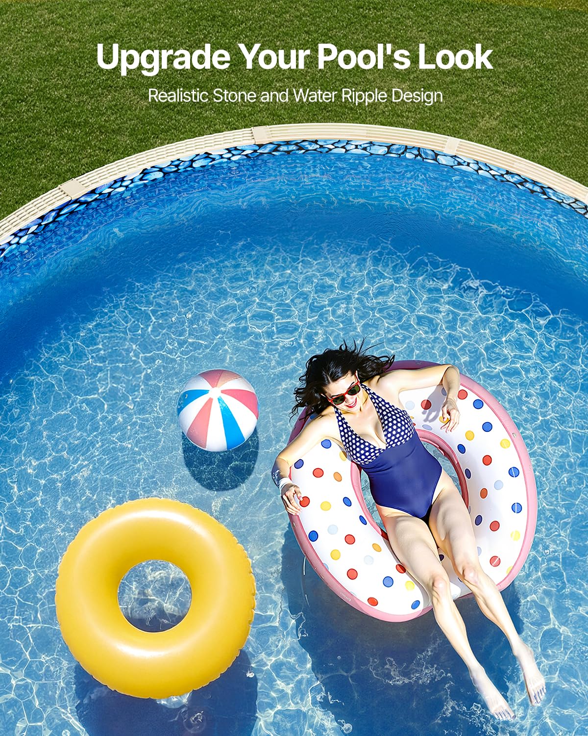 VEVOR 8-ft Round Above Ground Pool Liner, Overlap Pool Liners, Standard Gauge Vinyl, 48-to-54inch Wall Height, Designed for Steel Sided Above-Ground Swimming Pools
