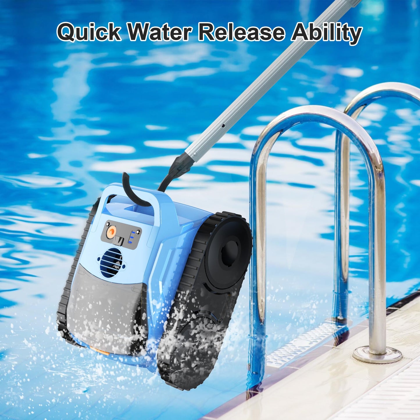Pool Vacuum for Inground Pools, Zyerch Cordless Robotic Pool Cleaner, Automatic Pool Vacuum with Wall Climbing & Waterline Scrubbing, Cleaning Up to 2100 Sq.ft, 180 Min