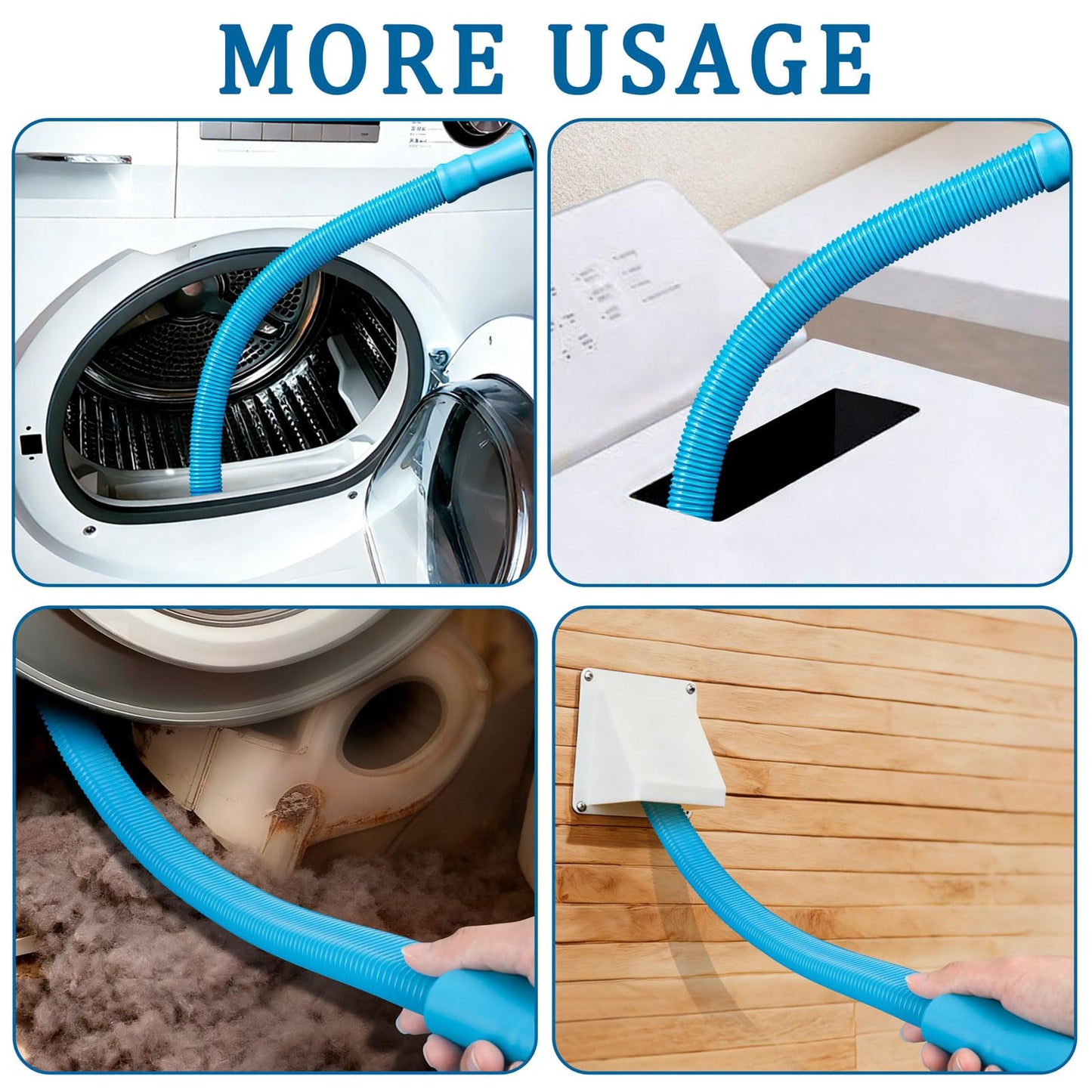 Dryer Vent Cleaner Kit – Flexible Brush & Universal Vacuum Attachment for Lint Removal, Dryer Duct and Vent Cleaning Tool for Dryer, Washer, Car Vents & Air Ducts