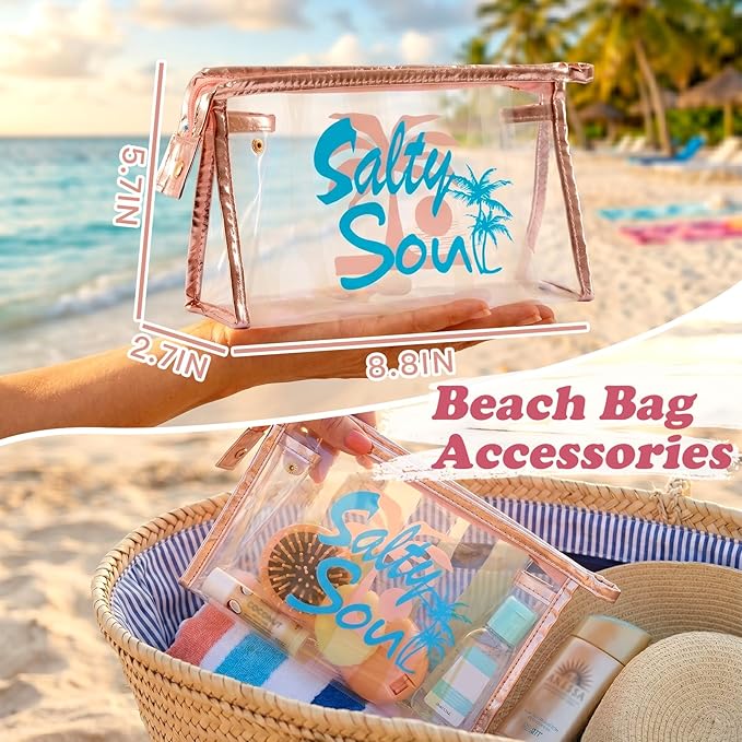 COSHAYSOO Sunscreen Bag Clear Makeup Toiletry Pouch Beach Vacation Essentials for Women Teen Girls Trip Gifts Summer Pool Travel Must Have Accessories Waterproof Stuff