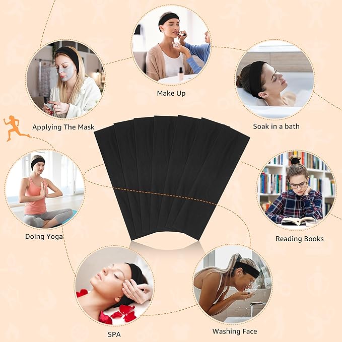 DiyJibb Headbands for Women, Stretchy Non Slip Soft Cotton Cloth Hair Bands for Sports, Workout, Yoga and Running, 7pcs