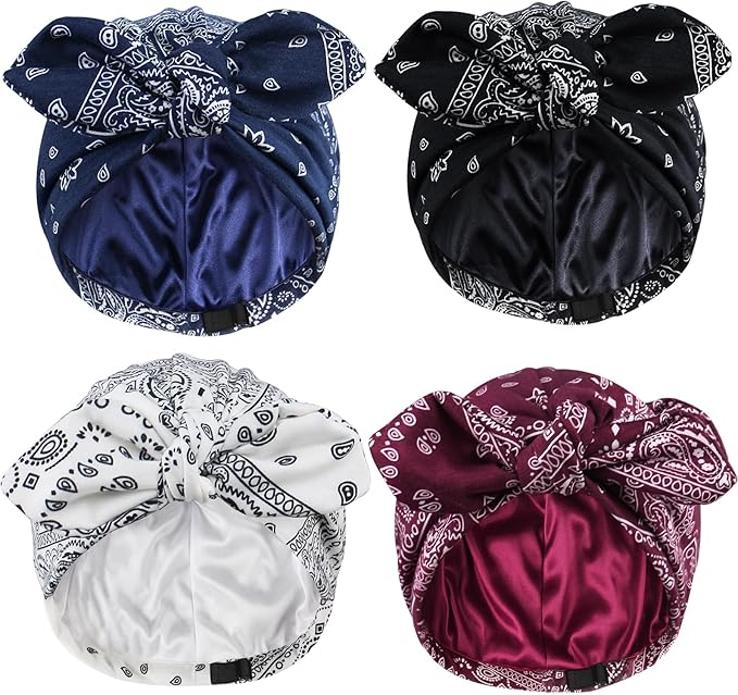 Ababalaya Satin Lined Beanies for Women Chemo Headwear Silky Lined Cotton Sleeping Cap