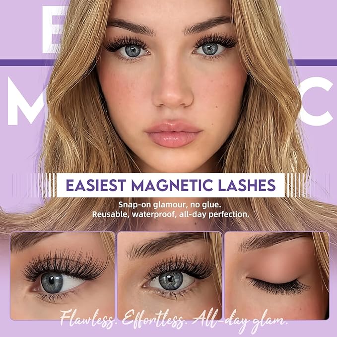 B&Q Magnetic Eyelashes Natural Look 2 Pair Magnetic Lashes with Applicator Upgrade Soft Magnetic Manga Lashes Clusters Kit Magnetics False Eyelashes 3 Magnet Strips for Strong Hold Easy to Apply(C+D)