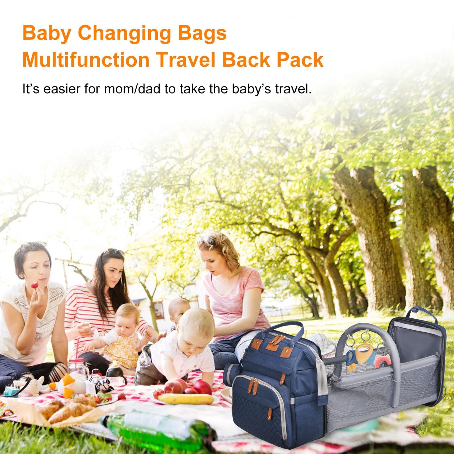 Astro alan Baby Diaper Bags with Changing Station, Waterproof Diaper Bag Backpack for Moms Dads with USB Charging Port, Baby Shower Gifts, Large Capacity diaper backpack, Blue
