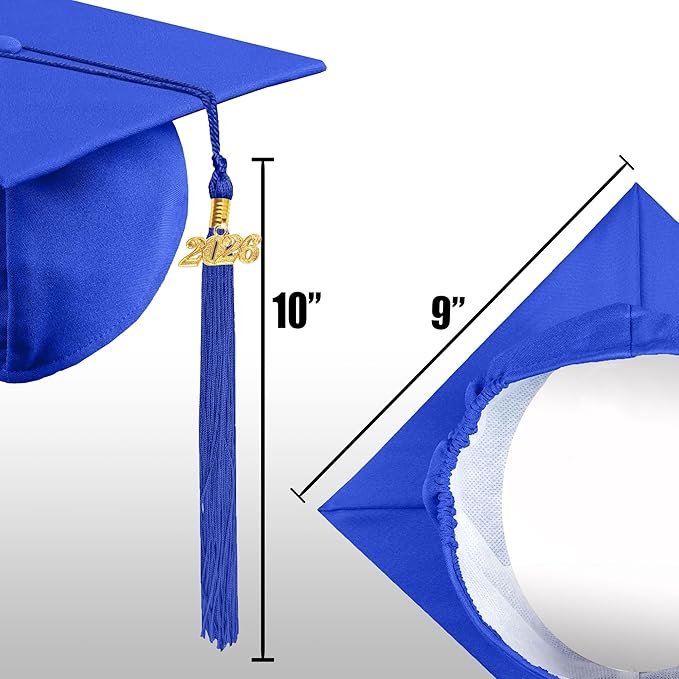 Graduation Cap with 2026 Tassel Year Charm Black Graduation Cap for High School & Bachelor