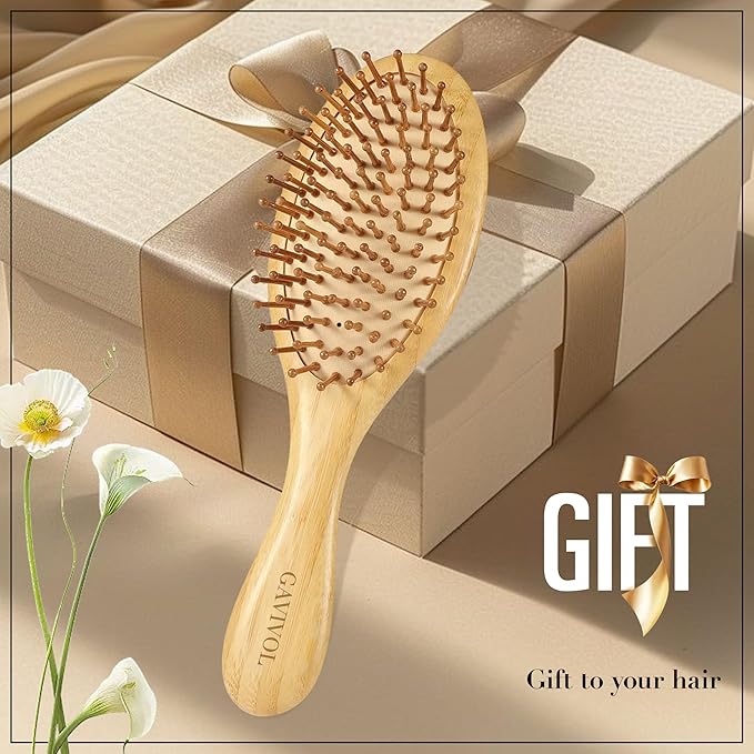Bamboo Hair Brush for Hair Growth Natural Bamboo Bristles Detangling Wooden Paddle Hairbrush for Scalp Massaging Ergonomic Handle Ideal for Women Men and Kids Suitable for All Hair Types