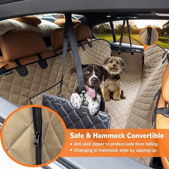 URPOWER Dog Car Seat Cover for Pets 100% Waterproof Seat Cover Hammock 600D Heavy Duty Scratch Proof Nonslip Durable Soft Back Seat Covers for Full Size Trucks