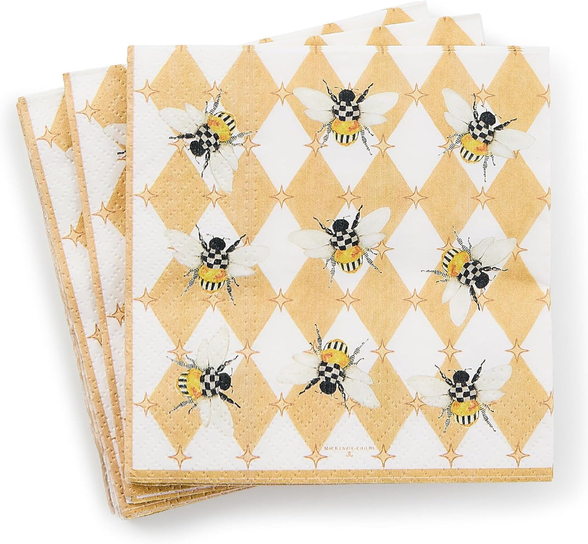 MACKENZIE-CHILDS Cocktail Paper Napkins, Stylish Paper Cocktail Napkins for Parties and More, Queen Bee