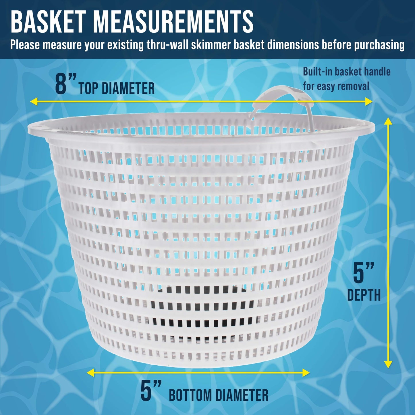 U.S. Pool Supply Weighted Inground Pool Skimmer Basket (Set of 2) - Skimmer Filter Basket, Skims Leaves – Compatible with Hayward SPX1070E, Prevent Pump Clogs - 8" Top, 5.5" Bottom, 5" Deep