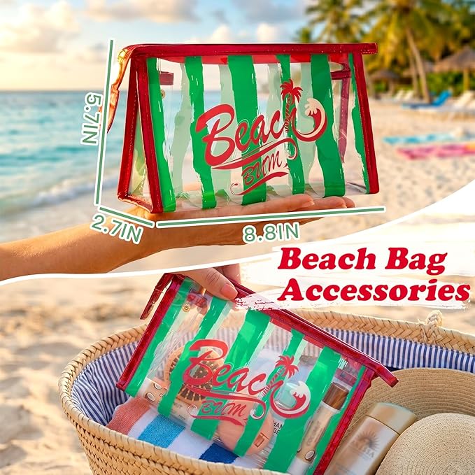 COSHAYSOO Sunscreen Bag Clear Makeup Toiletry Pouch Beach Vacation Essentials for Women Teen Girls Trip Gifts Summer Pool Travel Must Have Accessories Waterproof Stuff
