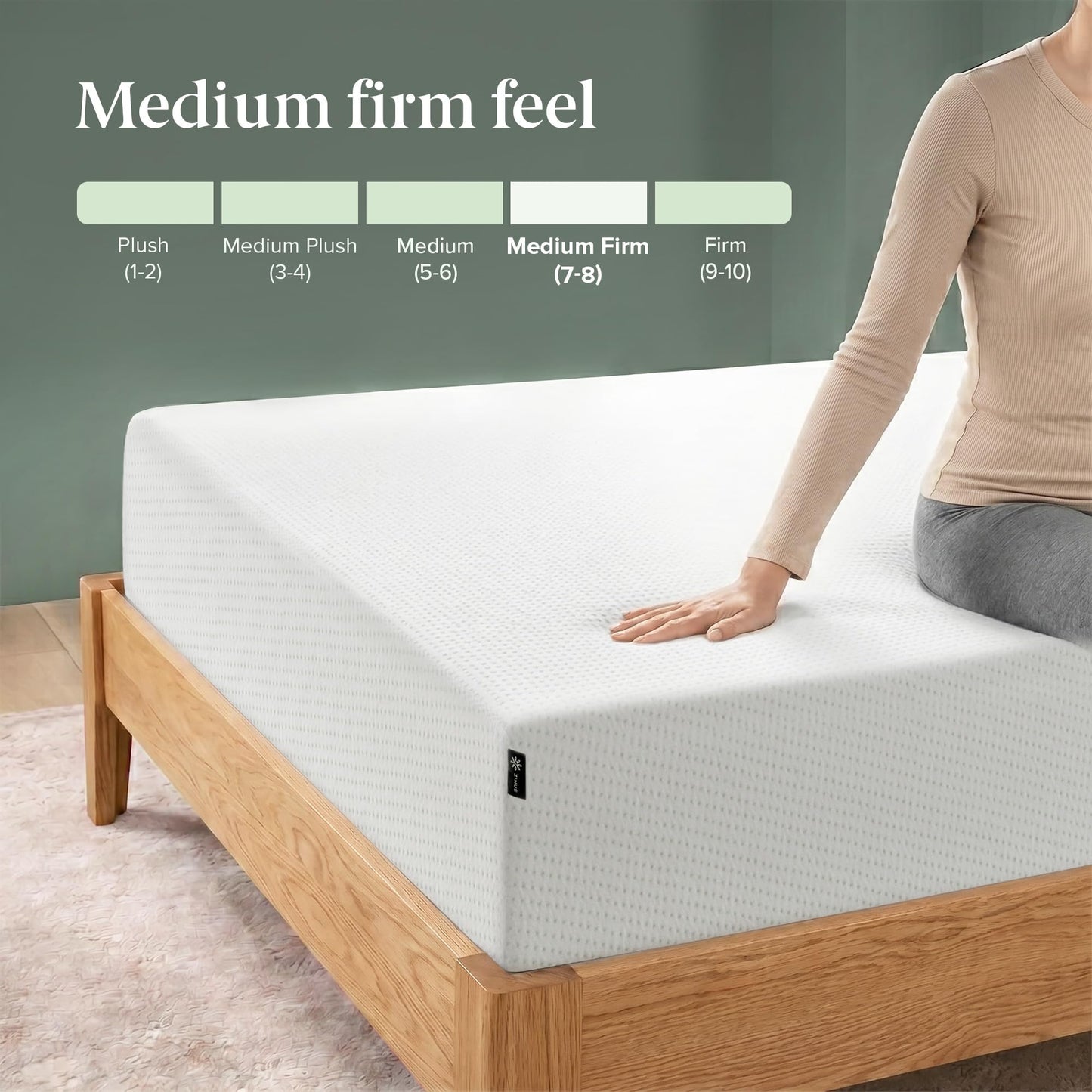 Zinus Green Tea Memory Foam Mattress 8 Inch, Pressure-Relieving Comfort & Full-Body Support, Naturally Fresh, Medium Firm Feel, CertiPUR-US & Oeko-TEX Certified Safe Materials, Twin