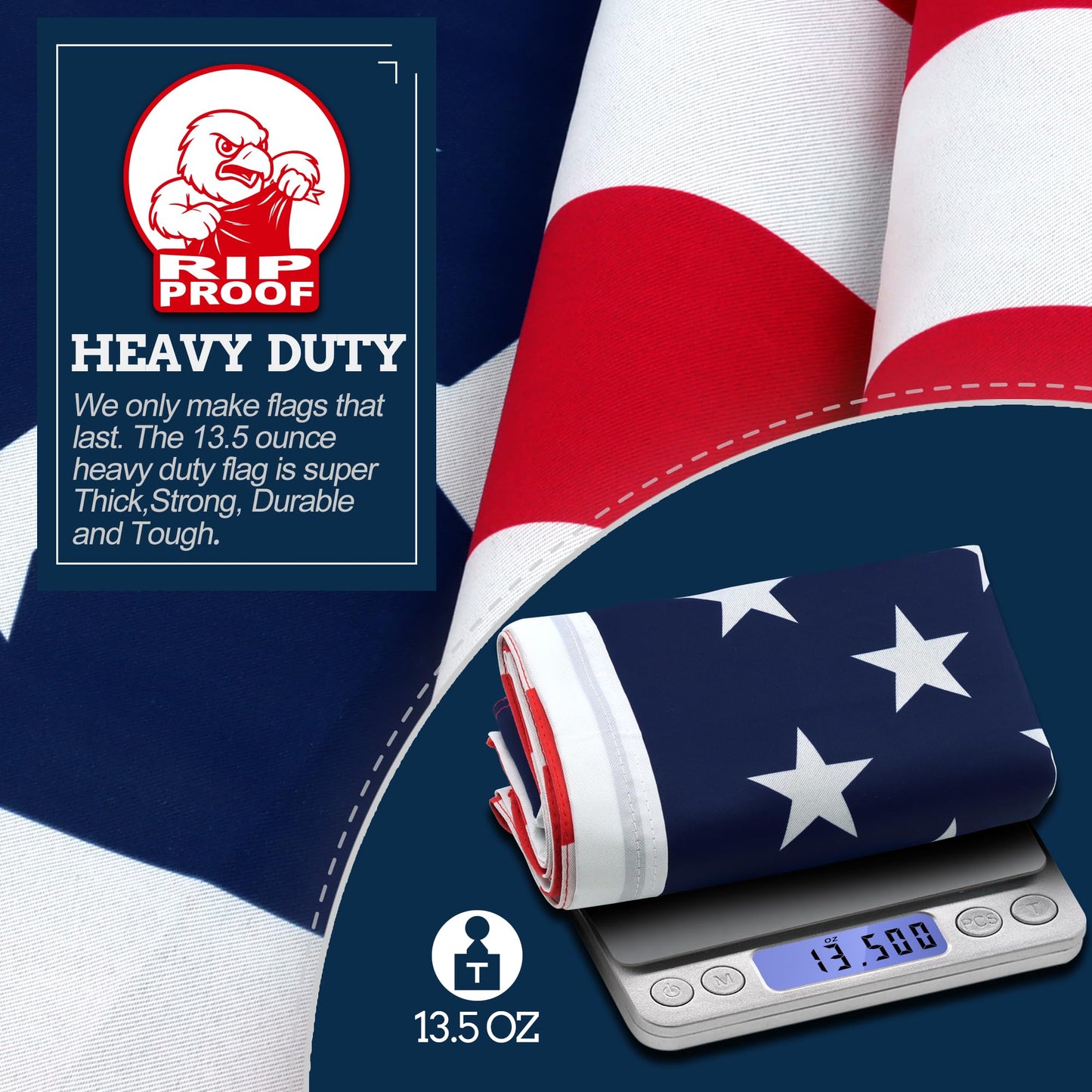 Anley Rip-Proof Double Sided 3-Ply American National Flag 36x60 IN- Vivid Color, Canvas Header and Wrinkle Resistant - The Strongest, Longest Lasting The US National Flags 36 x 60 IN