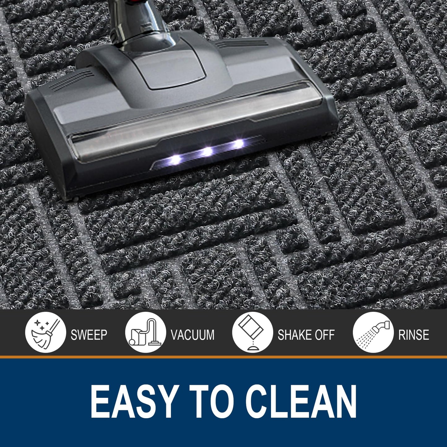 OLANLY Indoor Outdoor Mat, Sturdy Natural Rubber Floor Mat, Non Slip Low Profile Waterproof Doormat, and Stain Front Door Mats, Easy Clean Patio Entrance Mat, 36''x24'', Grey