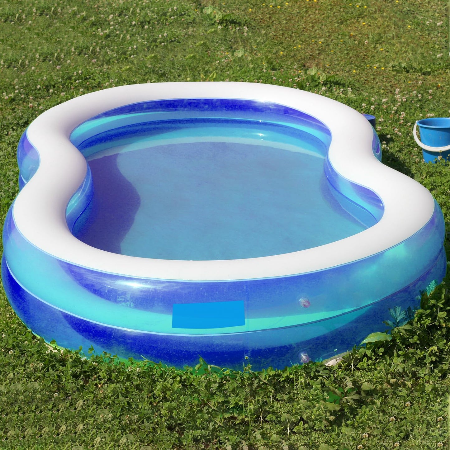 Syhood Extra Large Pool Liner Repair Patch 5.6 ft x 8.2 ft Blue Self Adhesive Vinyl Pool Patch Repair Kit for Christmas Bounce House Above Ground Pools Inflatable Floats Toys Snow Tube