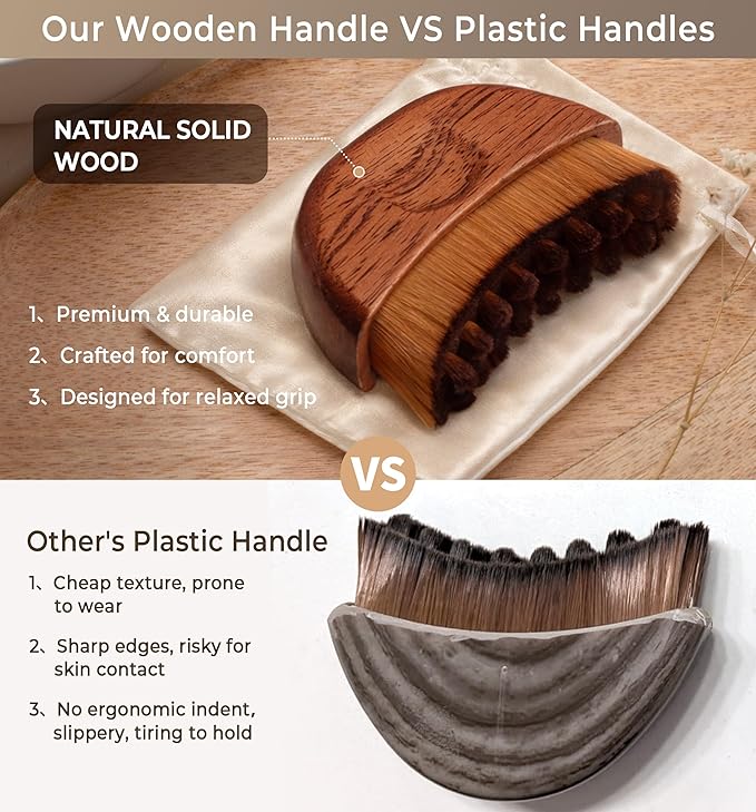 Lymphatic Contour Face Brush - Wooden Handle Face Brush for Lymphatic Drainage - Facial Sculpting Dry Guasha Brush - Face Lymphatic Drainage Brush - Face Contour Depuff Lift Brushes Sapele