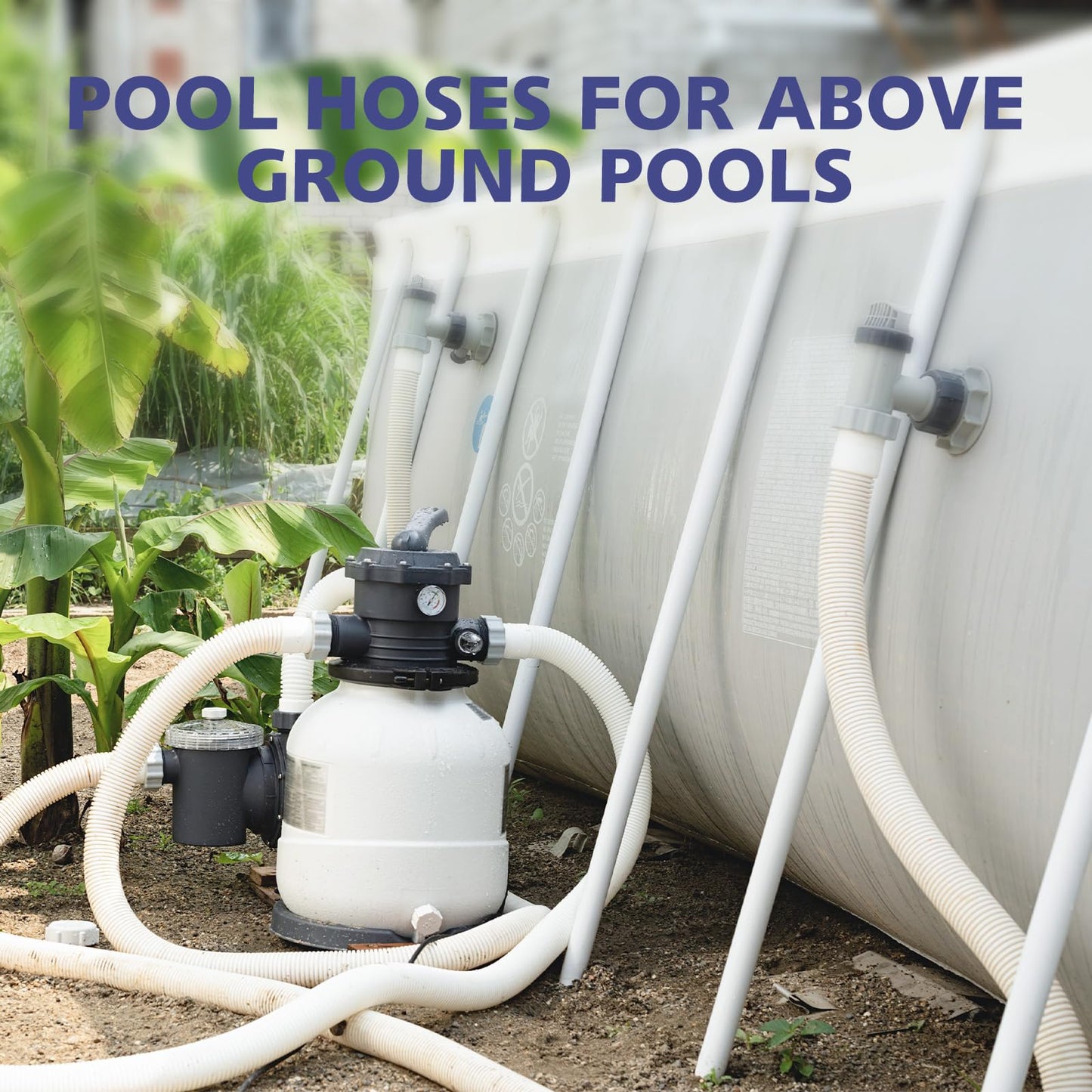 JEKIVEY Pool Hose for Above Ground Pools, 3 Packs 1.25" Diameter Pool Pump Replacement Hose 41 Inches Length Swimming Pool Hose with 6 Pcs Hose Clamps