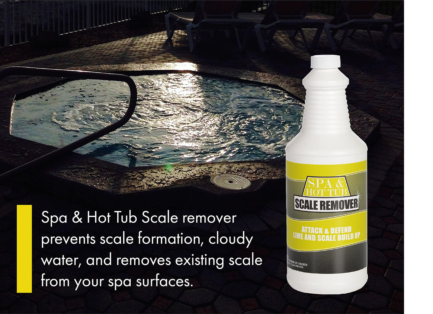 Spa & Hot Tub Scale Remover - Quart - Hot Tub & Spa Descaler, Scale Stain & Lime Stain Remover