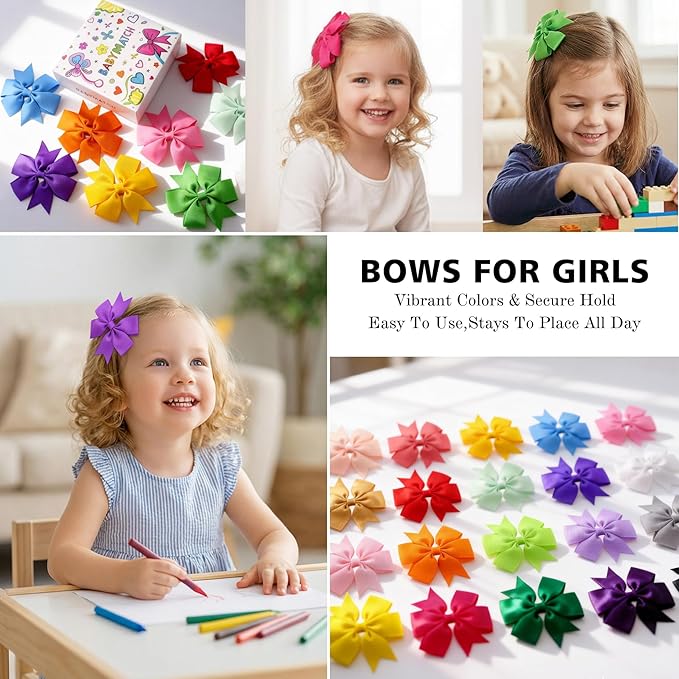60Piece Grosgrain Ribbon Pinwheel Hair Bows Boutique Bow Alligator Clips For Girls Toddlers Teens Gifts In Pairs