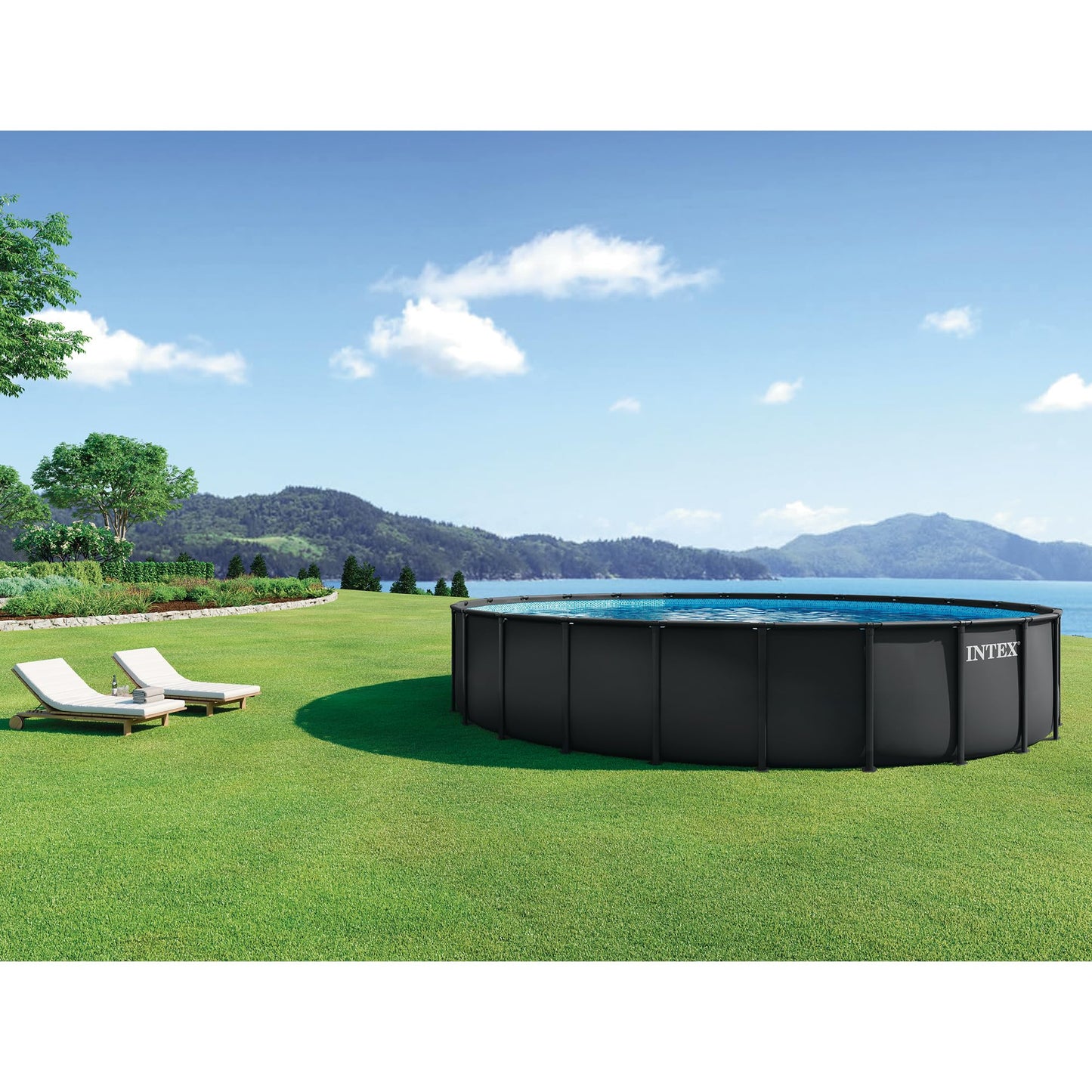 INTEX Ultra XTR 24 ft x 52 in Above Ground Pool Set, Round Swimming Pool with Steel Frame, 2100 GPH Sand Filter Pump, Ladder, Cover, & Ground Cloth