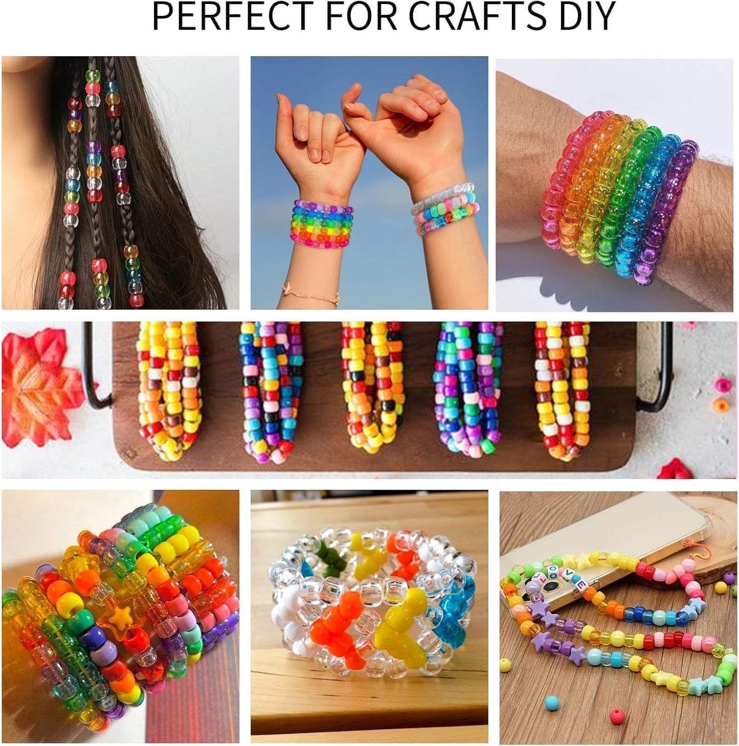 12000Pcs Pony Beads Kit, 40 Colors Rainbow Rave Kandi Beads for Bracelets Friendship with Neon Glow Beads Bulk for Hair Braiding DIY Jewelry Making Craft Kits (Shock Resistant Stackable Box, 9.2lb)