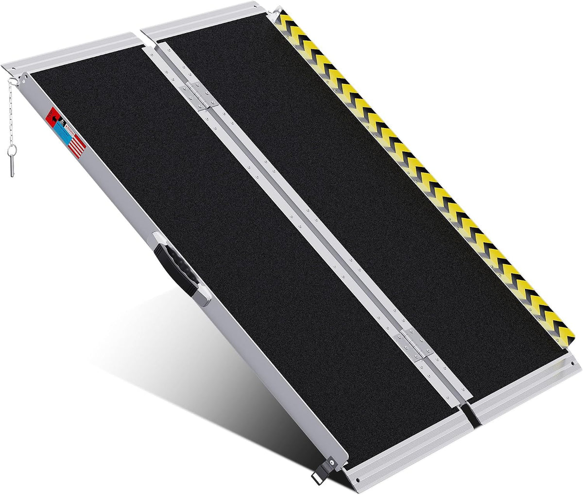 WHALEMOTOR Portable Wheelchair Ramp 4FT, Anti-Slip Aluminum Folding Portable Ramp, Wheelchair Ramps for Home, Weight Capacity Up to 800 LBS, with Transition Plates Above and Below, Loading Dock Plates