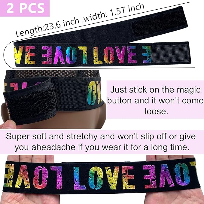 Elastic Wig Bands with Melting and Adjustable Magic Buckle for Lace Frontal Wigs, Edges Lay and Grip, Suitable for Wig Bands and Edges (2PCs, ColorLove)