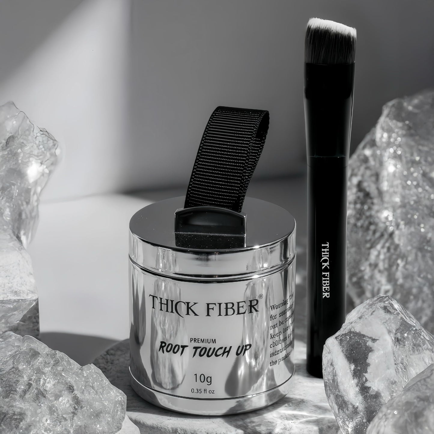 THICK FIBER Root Touch Up Powder with Brush – Covers Grey Roots, Thinning Hair & Bald Spots – Sweat & Water Resistant for Men & Women (White, 0.35 Ounce (Pack of 1))