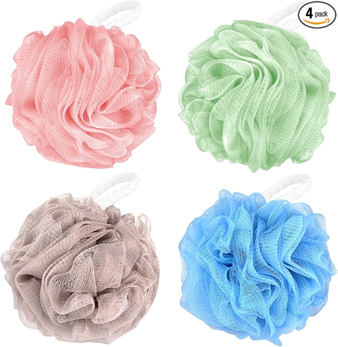 Chuya Large Bath Sponges Loofahs 70g,4 Pack Shower Sponge Exfoliating Cleaning Bath Loofa Body Scrubber Balls for Women Men Washing