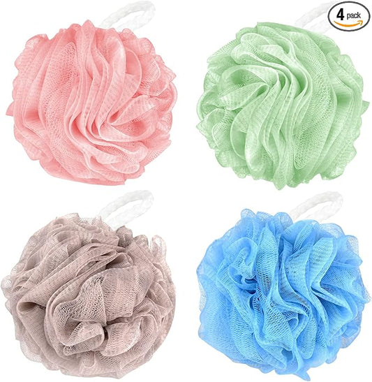 Chuya Large Bath Sponges Loofahs 70g,4 Pack Shower Sponge Exfoliating Cleaning Bath Loofa Body Scrubber Balls for Women Men Washing