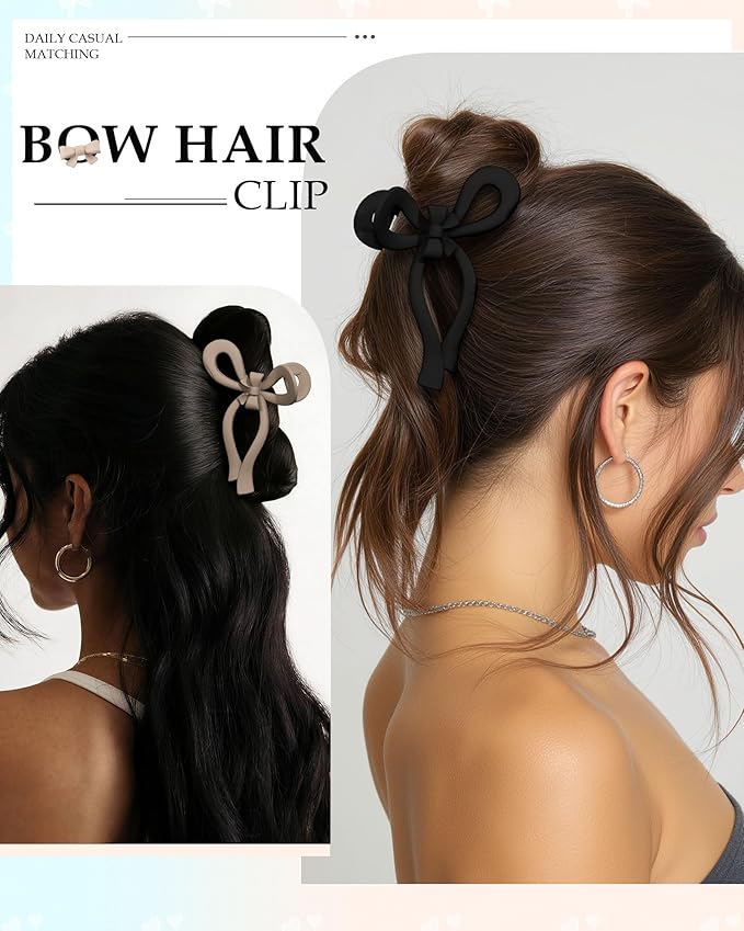 4 PCS Bow Hair Clips for Women Bow Claw Clip 5" Extra Large Hair Claw Clips for Thick and Long Hair Cute Bows Big Clip